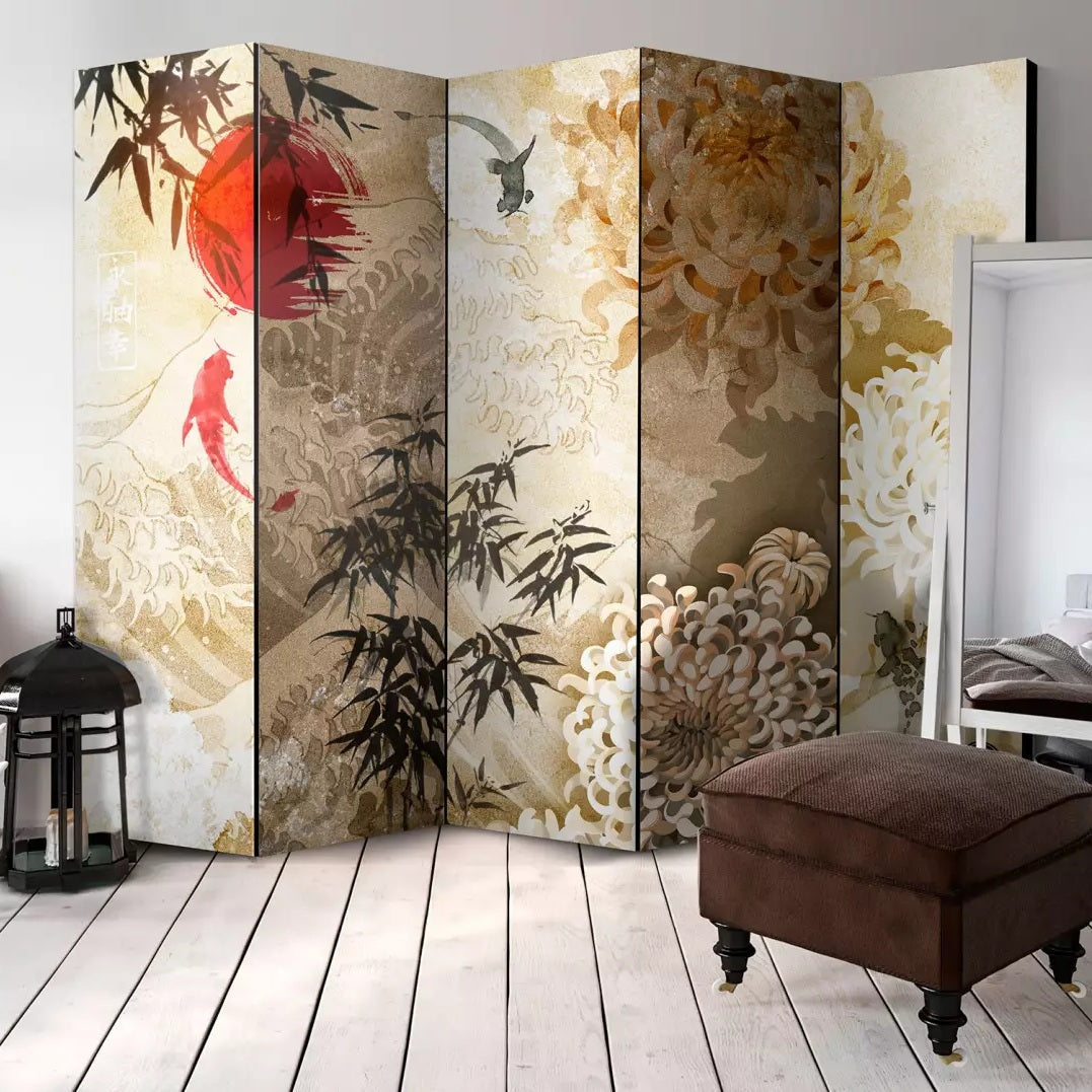 5 Panel Oriental Room Dividers-ArtfulPrivacy