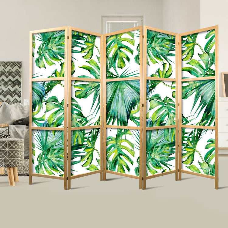 5 Panels Botanical Japanese Room Dividers-ArtfulPrivacy