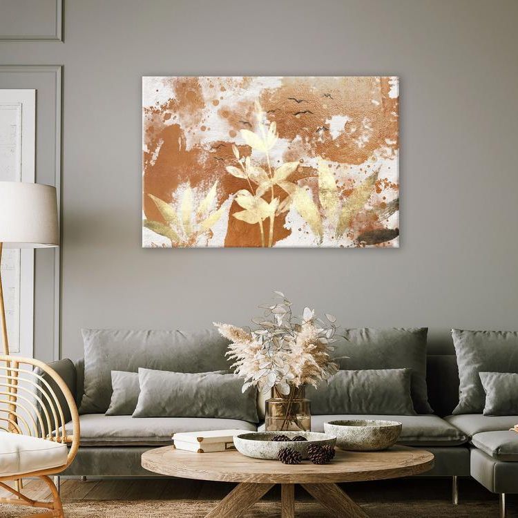 A vibrant flower wall art canvas print featuring a close-up of colorful flowers in full bloom in the living room