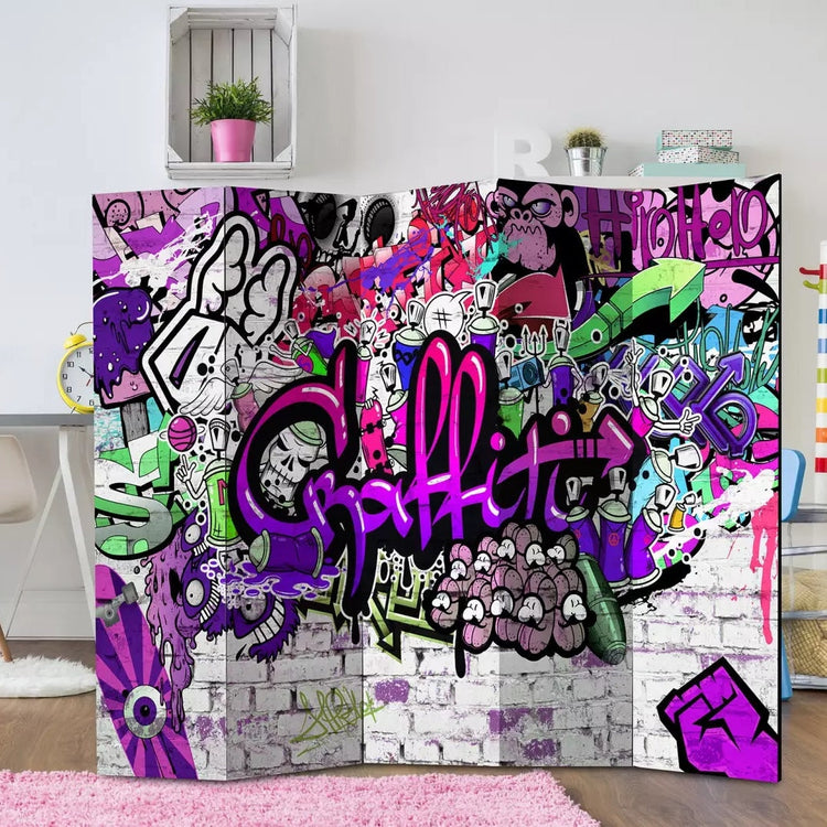 5 Panel Street art Room Dividers-ArtfulPrivacy