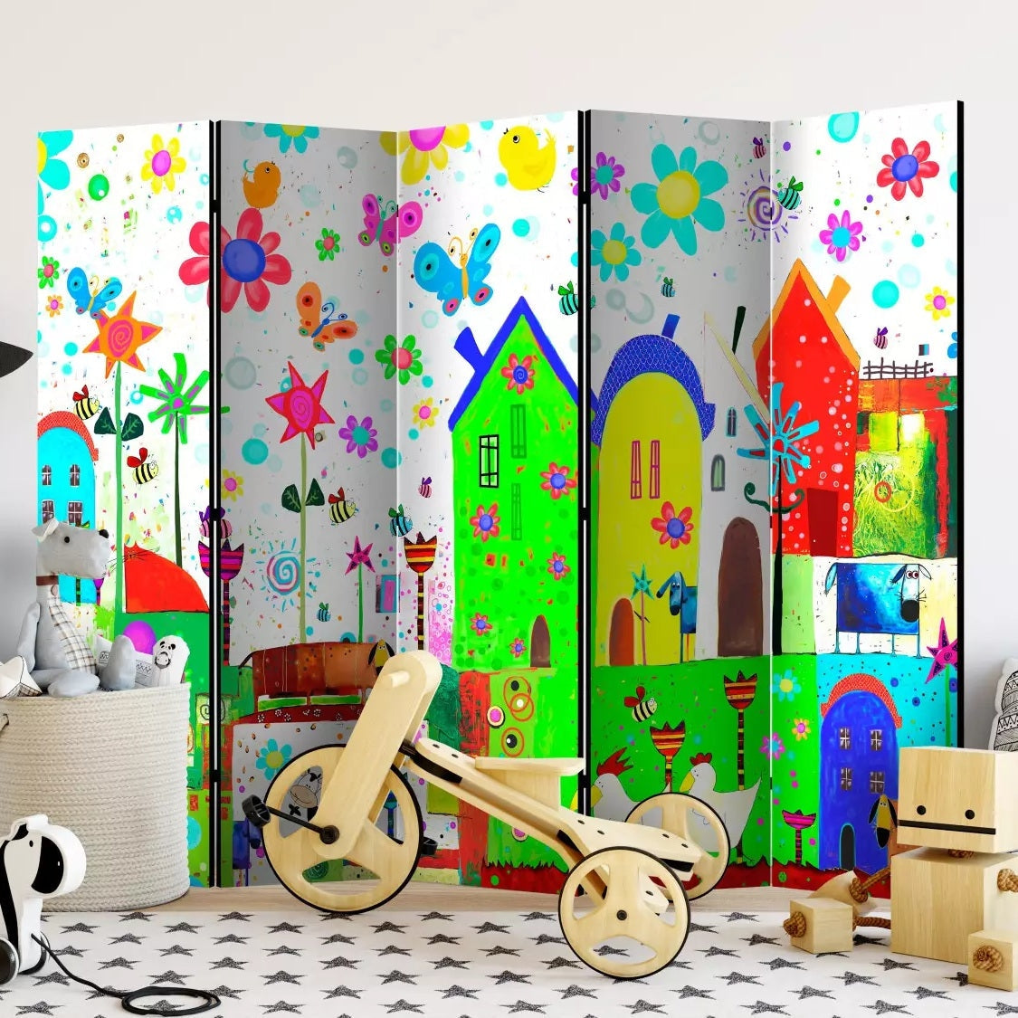 5 Panels room dividers for Nursery Rooms-ArtfulPrivacy