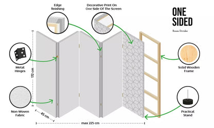 Room Divider - Blooming Peonies - Bright Large Flowers Enveloped in White Mist