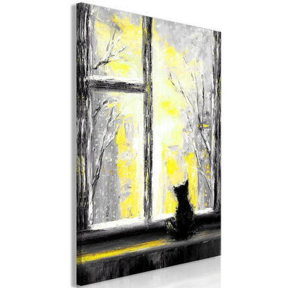 Canvas Print - Longing Kitty (1 Part) Vertical Yellow-ArtfulPrivacy-Wall Art Collection
