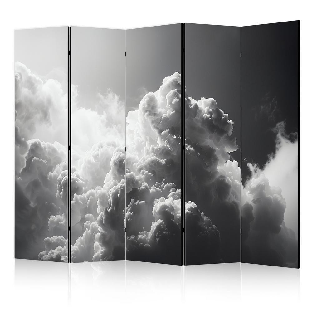 Room Divider - Extraordinary Phenomenon: The Sun Illuminating Dark Clouds- A 5 Panel Folding Screen For Living rooms, bedrooms or home office, decorative folding screen made with wood and canvas