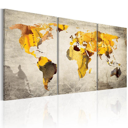 Canvas Print - Yellow continents-ArtfulPrivacy-Wall Art Collection