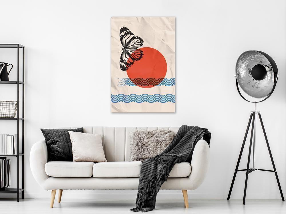 Canvas Print - Butterfly and Sunrise (1 Part) Vertical-ArtfulPrivacy-Wall Art Collection