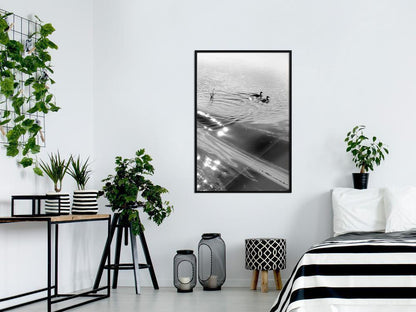 Black and white Wall Frame - Texture of Water-artwork for wall with acrylic glass protection