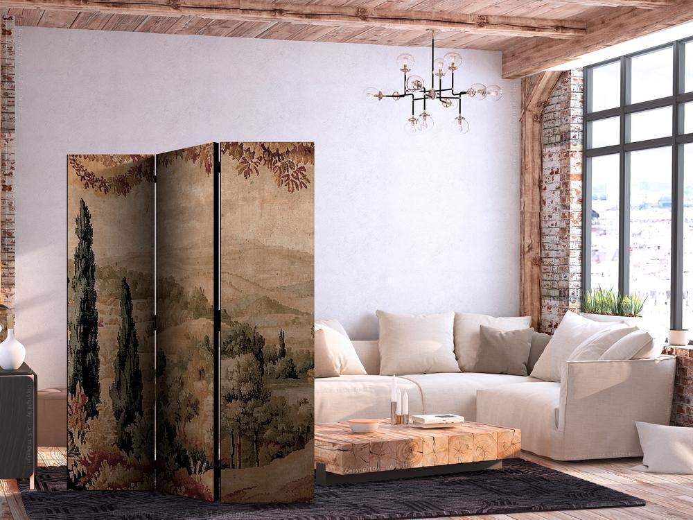 Room Divider - Landscape with Cypresses - Old Tapestry with Mediterranean Vegetation