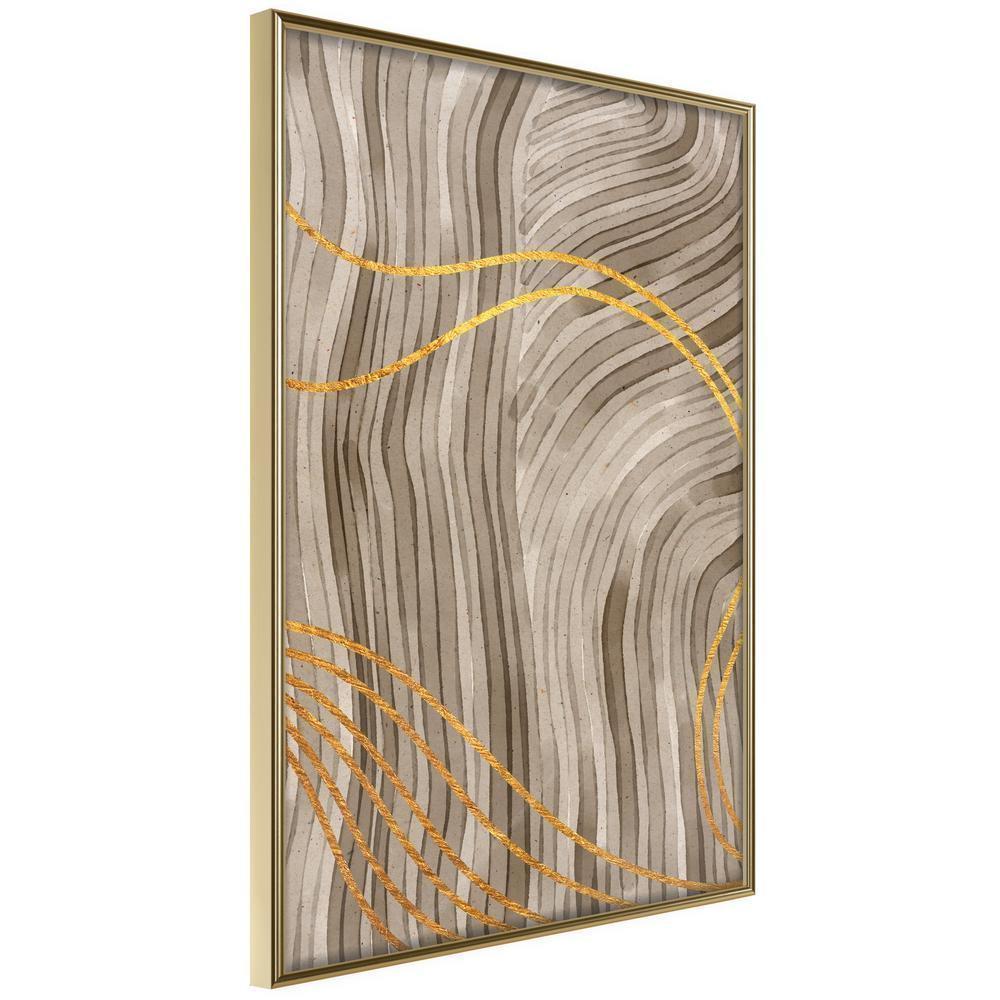 Autumn Framed Poster - Golden Path-artwork for wall with acrylic glass protection