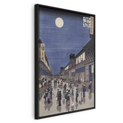 Impression sur toile - Vue nocturne de la rue Saruwaka depuis « Meisho Edo Hyakkei » (Cent vues d'Edo) (Utagawa Hiroshige)