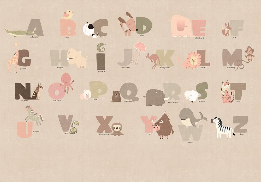 Wall Mural - A Beige Alphabet-Wall Murals-ArtfulPrivacy