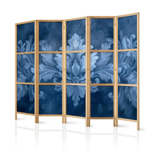 Japanese Room Divider - Ornament in Blue and Cool Colors - Dark Blue Decoration