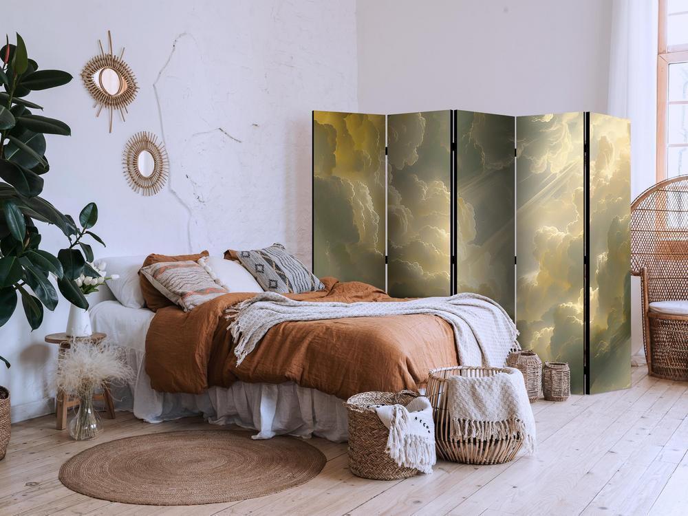 Room Divider - Enchanting Play of Colors Against the Clouds- A 5 Panel Folding Screen For Living rooms, bedrooms or home office, decorative folding screen made with wood and canvas