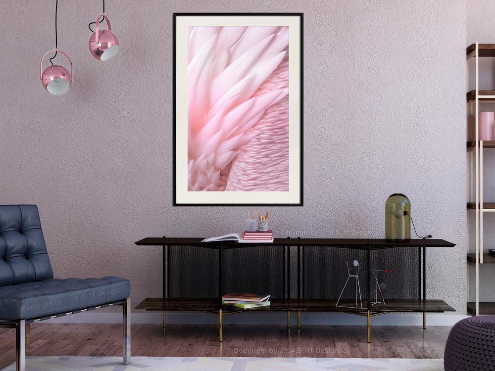 Abstract Poster Frame - Pink Feathers-artwork for wall with acrylic glass protection