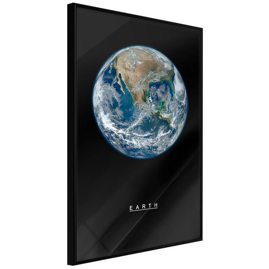 Framed Art - The Solar System: Earth-artwork for wall with acrylic glass protection