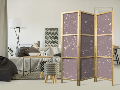 Japanese Room Divider - Night Sky - Artistic Constellations and Stars in Pastel Shades