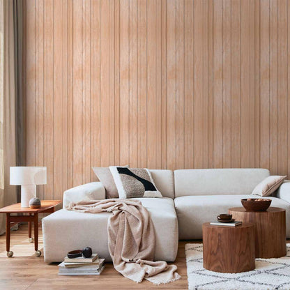 Wallpaper - Light Wood - Vertical panels in a warm beige shade