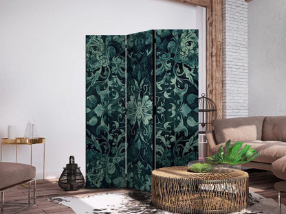 Room Divider - Oriental Carpet Pattern - Emerald Ornaments and Rubbed Patterns