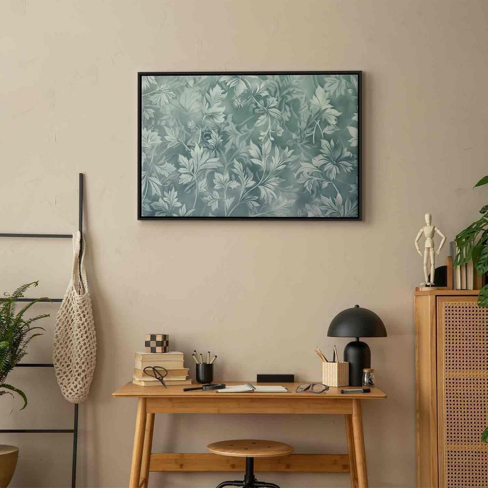 Canvas Print - Ornaments in Worn Muted Turquoises: Delicate Plant Pattern