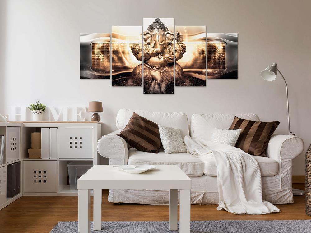 Canvas Print - Buddha Style (5 Parts) Golden Wide-ArtfulPrivacy-Wall Art Collection