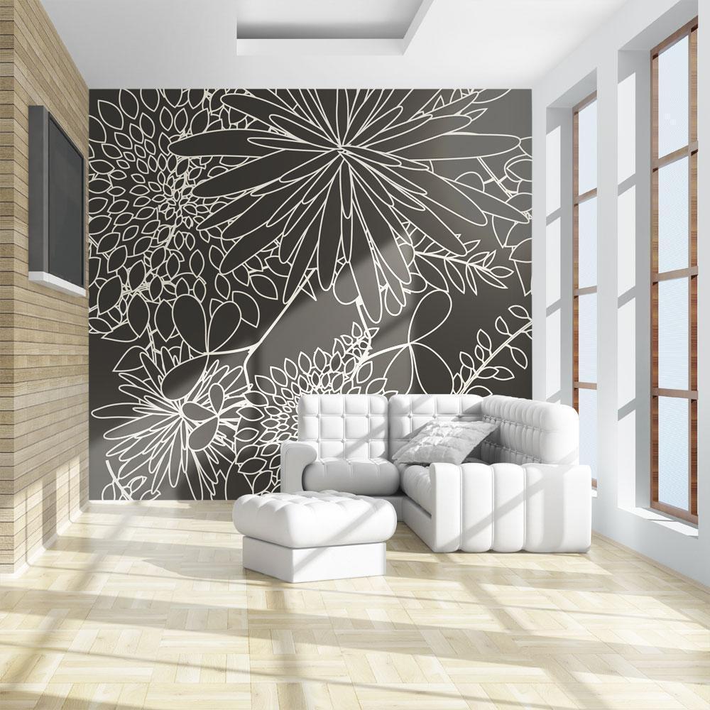 Wall Mural - Black and white floral background-Wall Murals-ArtfulPrivacy