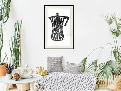 Typography Framed Art Print - Coffee First-artwork for wall with acrylic glass protection