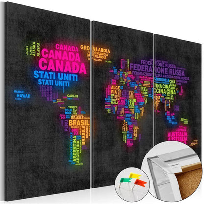 Cork board Canvas with design - Decorative Pinboard - Mappa del Mondo-ArtfulPrivacy