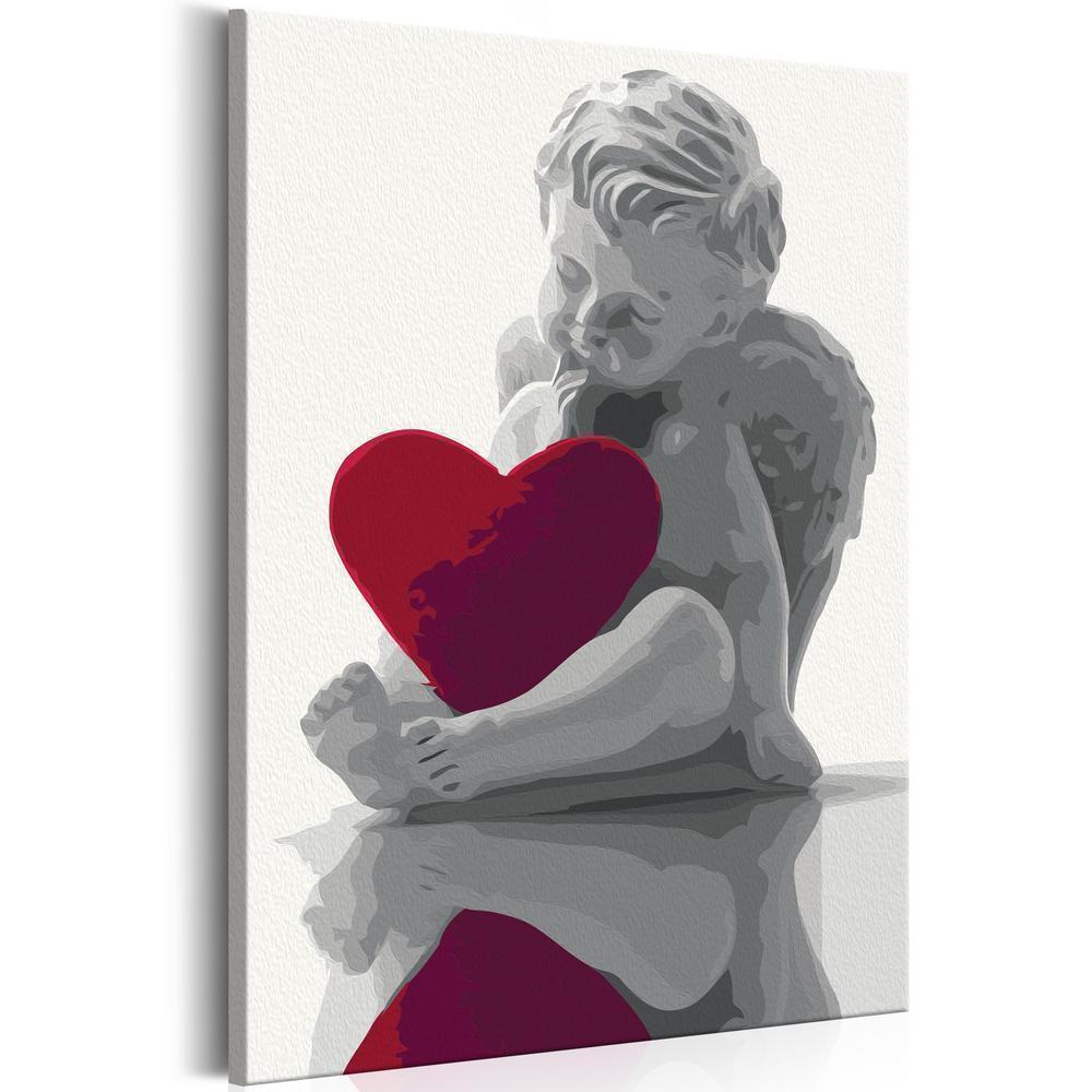 Start learning Painting - Paint By Numbers Kit - Angel (Red Heart) - new hobby