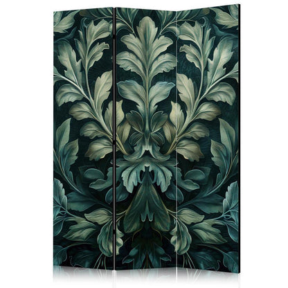 Room Divider - Dark Green Victorian Leaves - Botanical Carved Composition