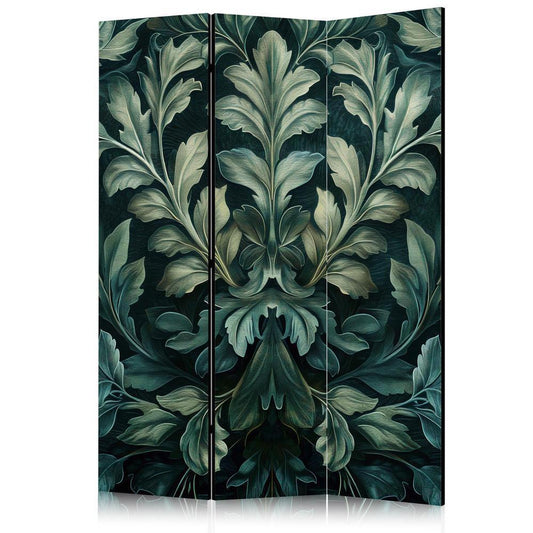 Room Divider - Dark Green Victorian Leaves - Botanical Carved Composition