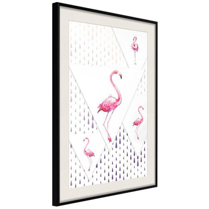 Nursery Room Wall Frame - Flamingos and Triangles-artwork for wall with acrylic glass protection