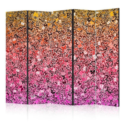 Room Divider - The language of butterflies II- A 5 Panel Folding Screen For Living rooms, bedrooms or home office, decorative folding screen made with wood and canvas