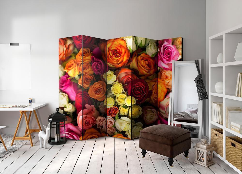 Decorative partition-Room Divider - Bouquet of Roses II-Folding Screen Wall Panel by ArtfulPrivacy