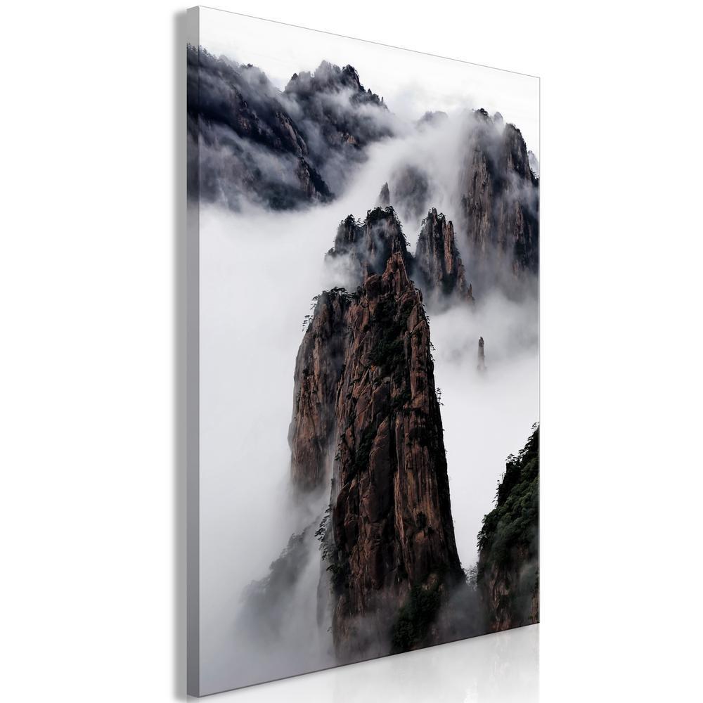 Canvas Print - High Mountains in Mist (1-part) - Landscape of Clouds Amid Rocks-ArtfulPrivacy-Wall Art Collection