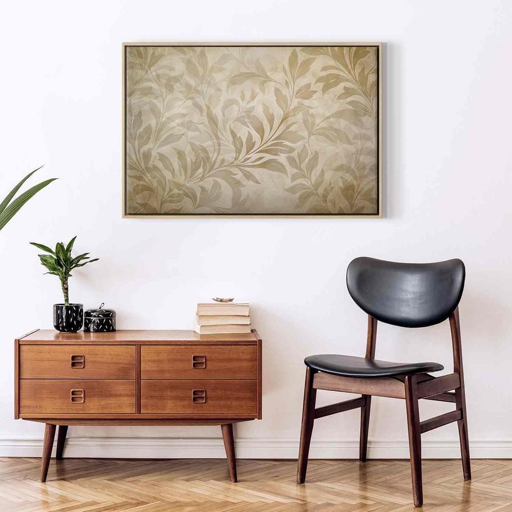 Canvas Print - Botanical Motif with Leaves and Vines in Sand Colors