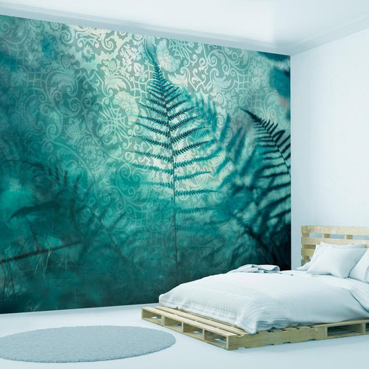 Wall Mural - In a forest retreat - abstract composition with ferns and patterns-Wall Murals-ArtfulPrivacy