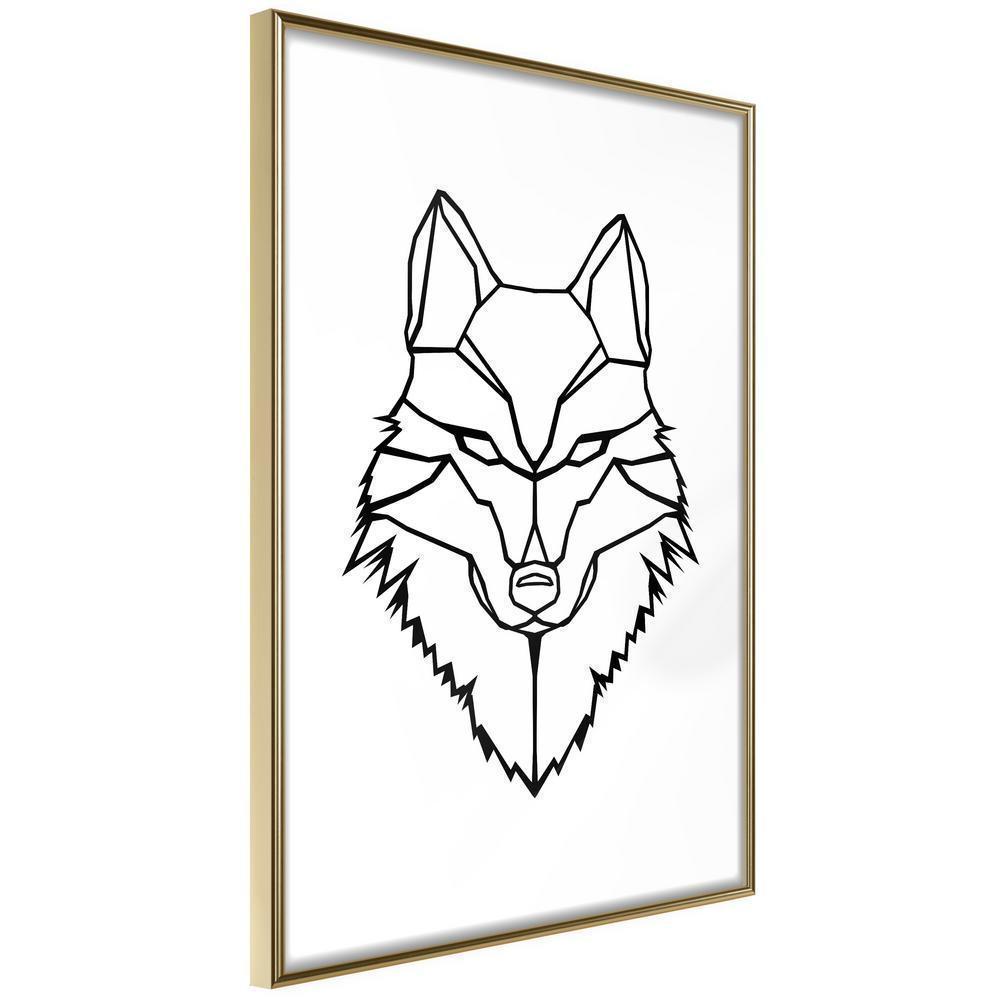 Black and white Wall Frame - Wolf Look-artwork for wall with acrylic glass protection