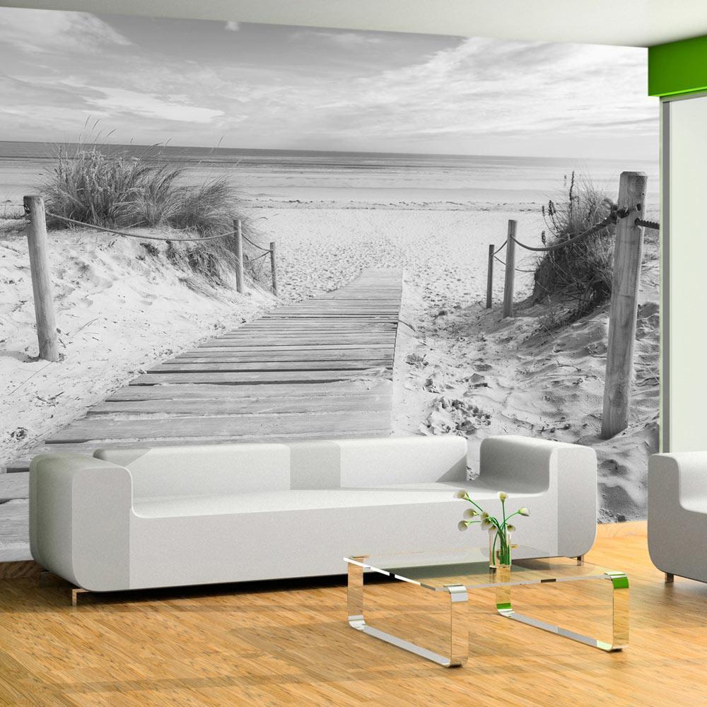 Wall Mural - On the beach - black and white-Wall Murals-ArtfulPrivacy