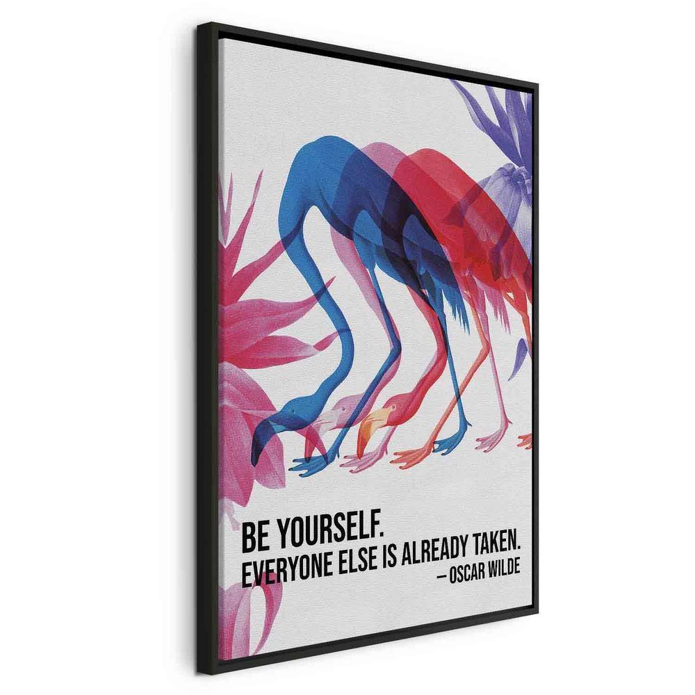 Canvas Print - Colorful Flamingos - Inspirational Quote with Colorful Bird Silhouettes