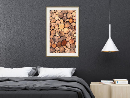 Autumn Framed Poster - Log Pile-artwork for wall with acrylic glass protection