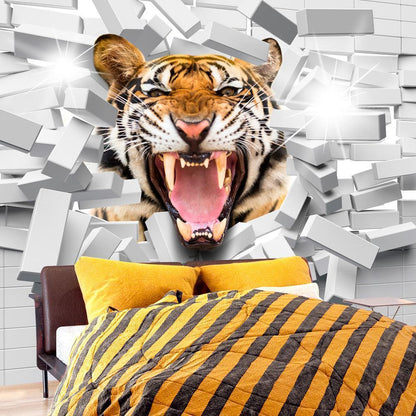 Wall Mural - Tiger Jump-Wall Murals-ArtfulPrivacy