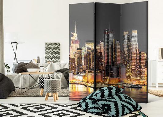 Decorative partition-Room Divider - New York at Twilight-Folding Screen Wall Panel by ArtfulPrivacy