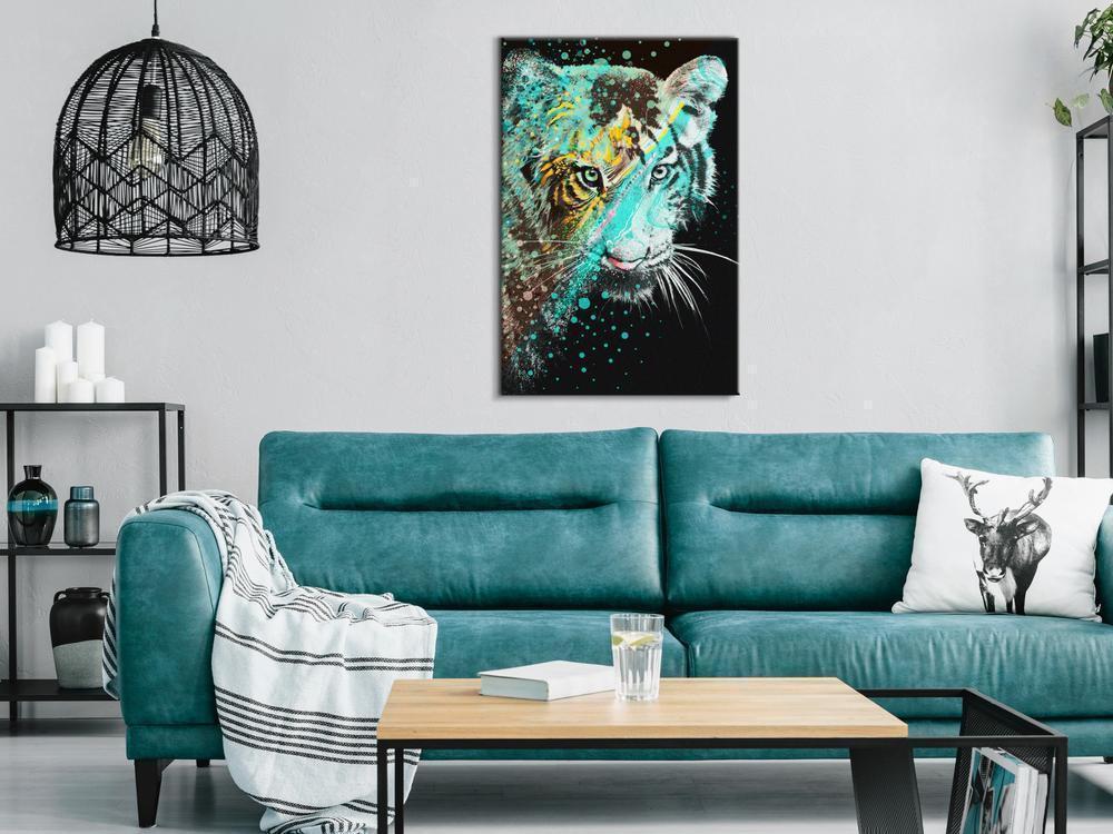 Canvas Print - Mint Tiger (1 Part) Vertical-ArtfulPrivacy-Wall Art Collection