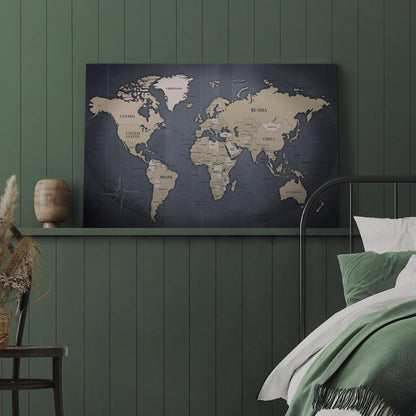 Canvas Print - World Map: Shades of Grey-ArtfulPrivacy-Wall Art Collection