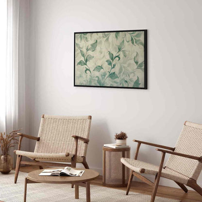 Canvas Print - Watercolor Botanical Motif Delicate Green-Beige Leaves