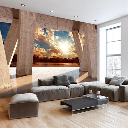 Wall Mural - Sunny Promenade-Wall Murals-ArtfulPrivacy