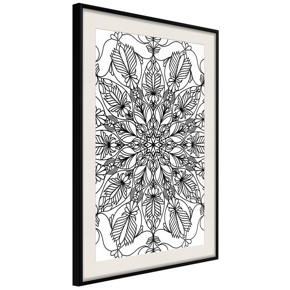 Black and White Framed Poster - Colour Your Own Mandala I-artwork for wall with acrylic glass protection