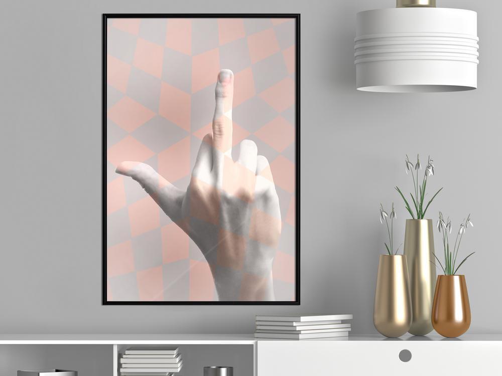 Urban Art Frame - Middle Finger-artwork for wall with acrylic glass protection