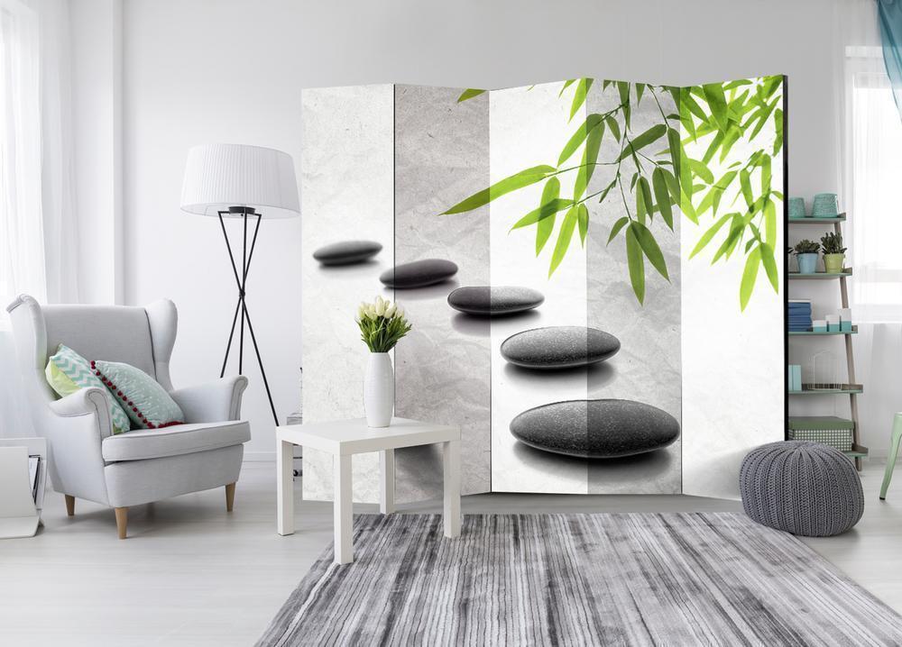 Decorative partition-Room Divider - Zen Stones II-Folding Screen Wall Panel by ArtfulPrivacy
