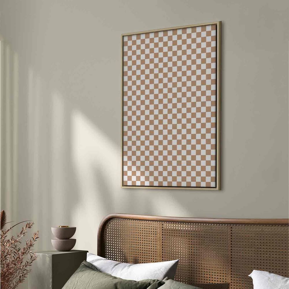 Canvas Print - Checkerboard Pattern - Brown-White Grid with a Subtle Noise